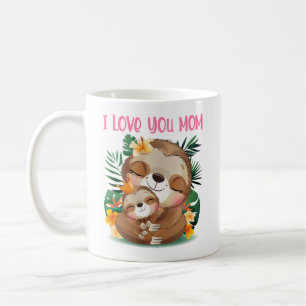 I Liebe Sie Mama Niedliche Mama und Baby Sloth Kaffeetasse