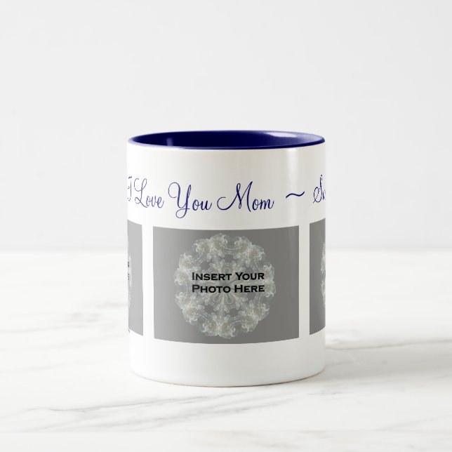 I Liebe Sie Mama-personalisierte Foto-Bild-Tasse Zweifarbige Tasse (Mittel)