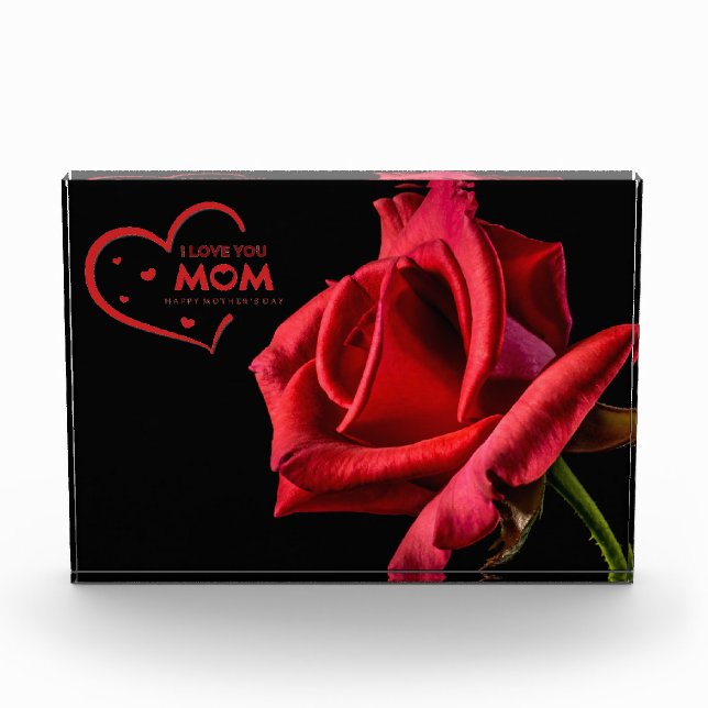 I Liebe Sie Mama Rote Rose Foto-Block Fotoblock (Vorderseite)