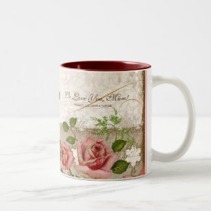 I Liebe Sie Mama, Vintage englische Rosen-Tasse Zweifarbige Tasse