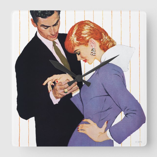 I Liebe Sie, Mutter Girl Quadratische Wanduhr (Vorderseite)