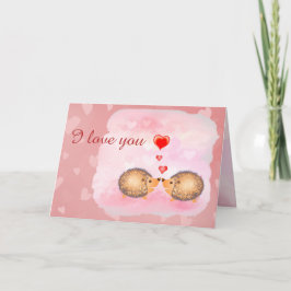 I LIEBE SIE niedlich rosa Kuss Hegdehogs valentine Karte