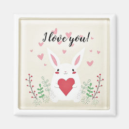 I Liebe Sie Niedlichen Bunny Romantic Square Magne Magnet