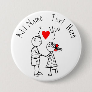 I Liebe Sie - Niedliches Paar - Benutzerdefinierte Button