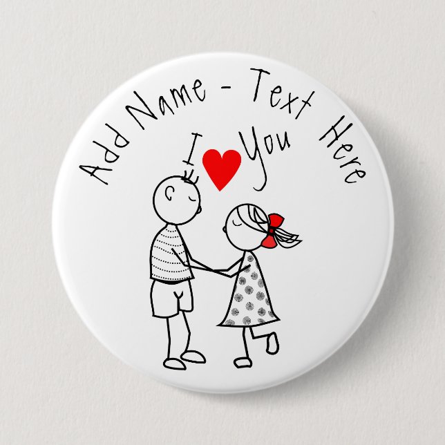I Liebe Sie - Niedliches Paar - Benutzerdefinierte Button (Vorderseite)