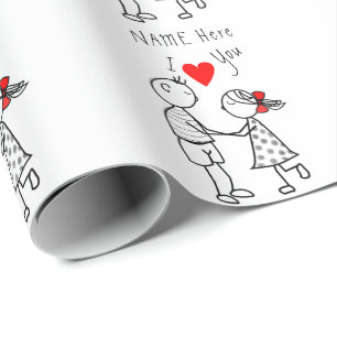 I Liebe Sie - Niedliches Paar - Benutzerdefinierte Geschenkpapier