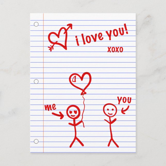 i Liebe Sie Notebook-Papierskizzen Postkarte (Vorderseite)