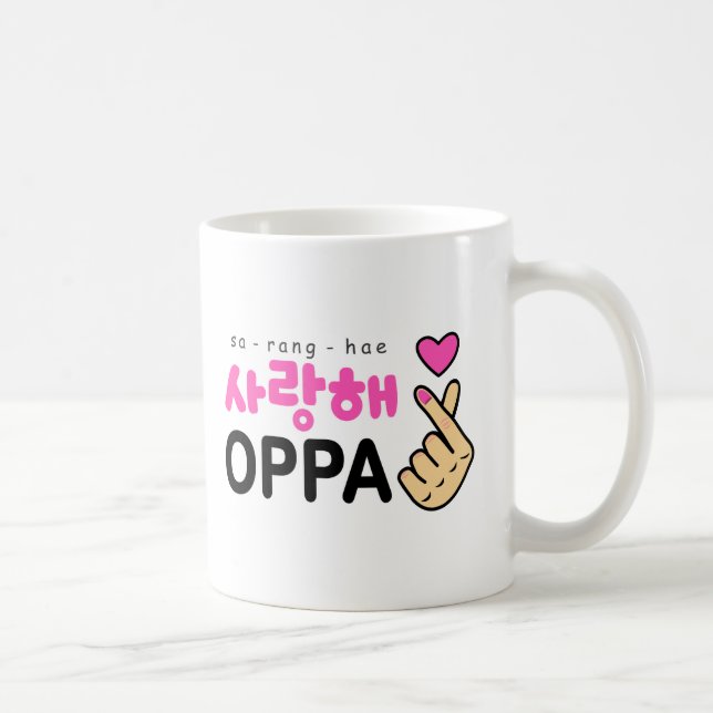 I Liebe Sie Oppa Herz-Zeichen Kaffeetasse (Rechts)
