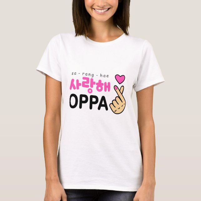I Liebe Sie Oppa Herz-Zeichen T-Shirt (Vorderseite)
