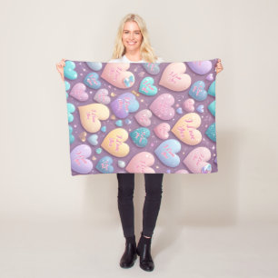 I Liebe Sie - Pastel Niedliche Blasen Herz Fleecedecke