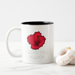 I Liebe Sie personalisierte Blumen-Ehefrau oder Zweifarbige Tasse