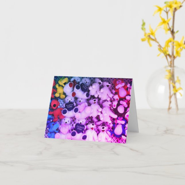 I Liebe Sie Plush Bear Blank Note Card Karte (Gelbe Blume)