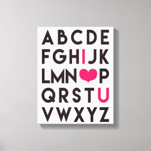 I LIEBE SIE - romantische Alphabet-Leinwand Leinwanddruck