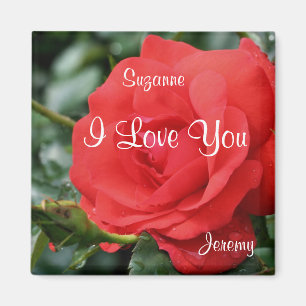 I Liebe Sie Rote Rose Blume Personalisiert Magnet