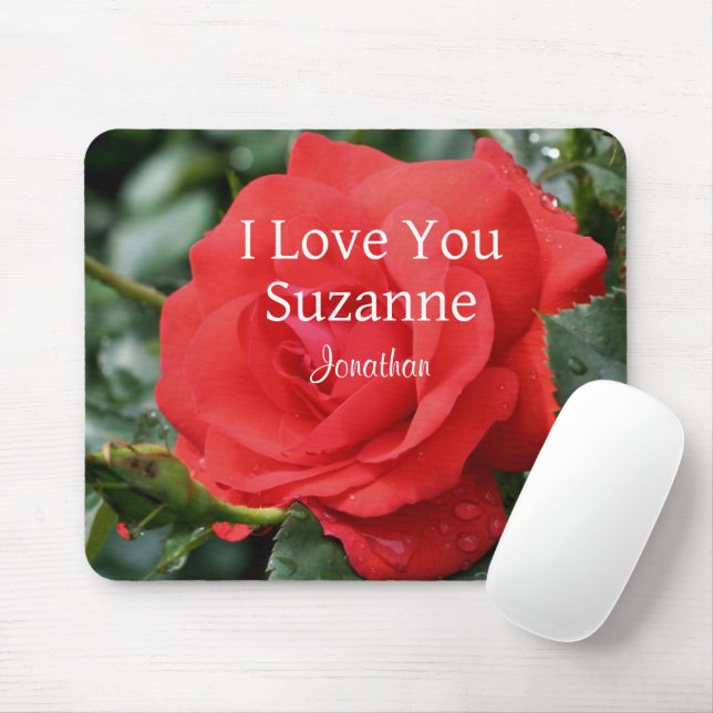 I Liebe Sie Rote Rose Personalisiert Mousepad (Mit Mouse)