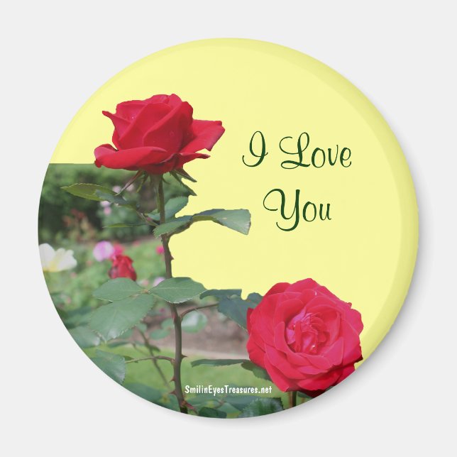 I Liebe Sie Rote Rosen Blume Foto Magnet (Vorne)
