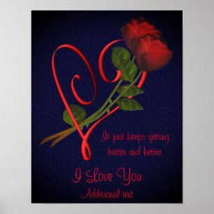 I Liebe Sie Rote Rosen Elegantes Herz Personalisie Poster