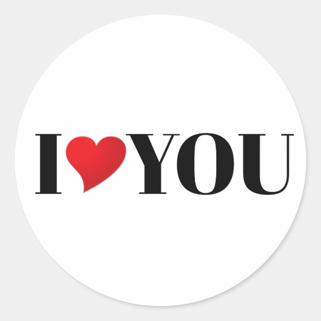 I Liebe Sie Schwarz-weiße moderne Typografie des r Runder Aufkleber (Vorderseite)