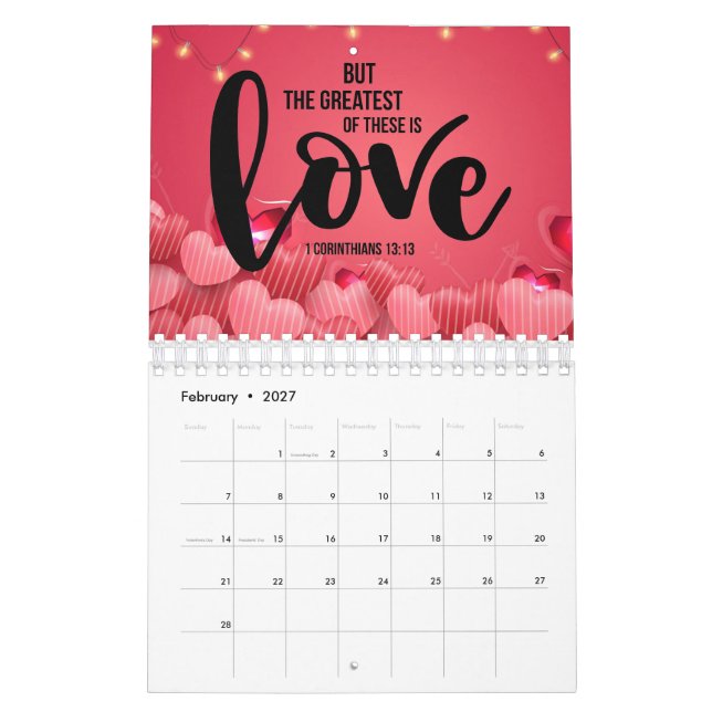 I Liebe Sie Scripture Bible Verse Inspiration Kalender (Feb 2027)