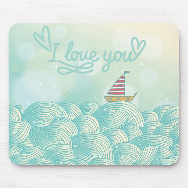 I Liebe Sie Segelboot Mousepad (Vorne)