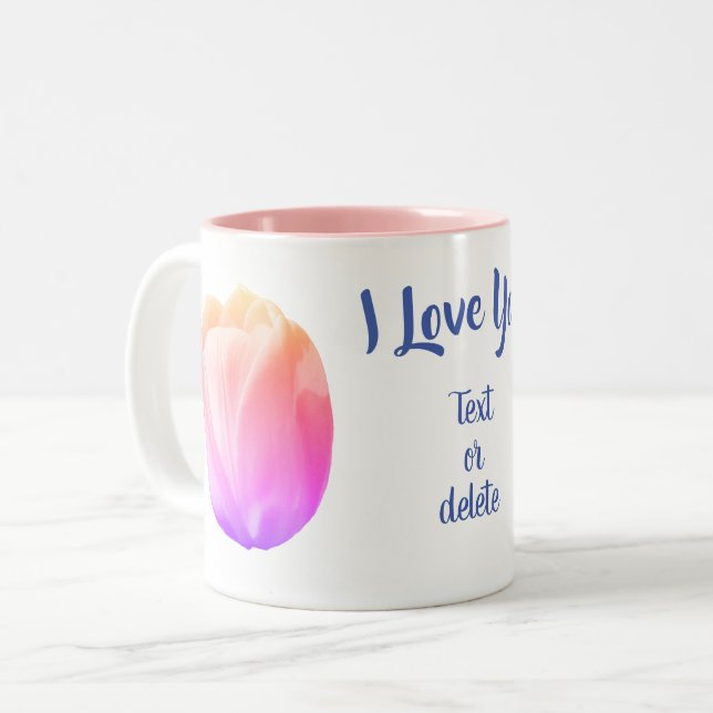 I Liebe Sie Tulip Blume Personalisiert Zweifarbige Tasse (Vorderseite Links)