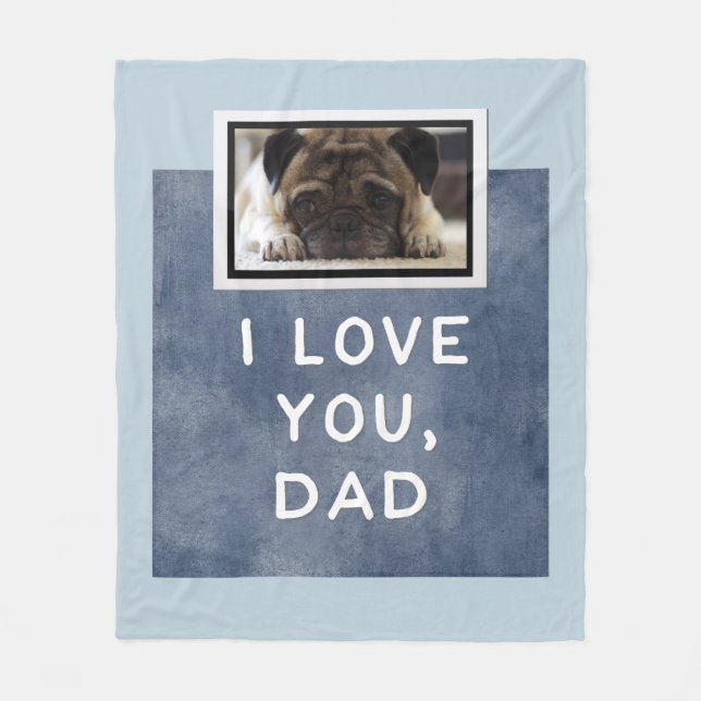 I Liebe Sie, Vater-dunkelblaue kundenspezifische Fleecedecke (Vorderseite)