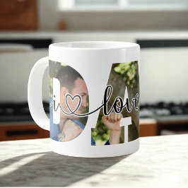 I Liebe Sie VATER Skripttypografie Vater Son Foto Jumbo-Tasse