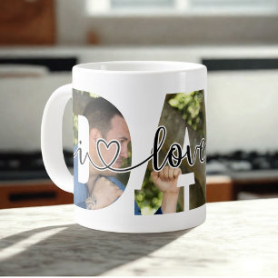 I Liebe Sie VATER Skripttypografie Vater Son Foto Jumbo-Tasse
