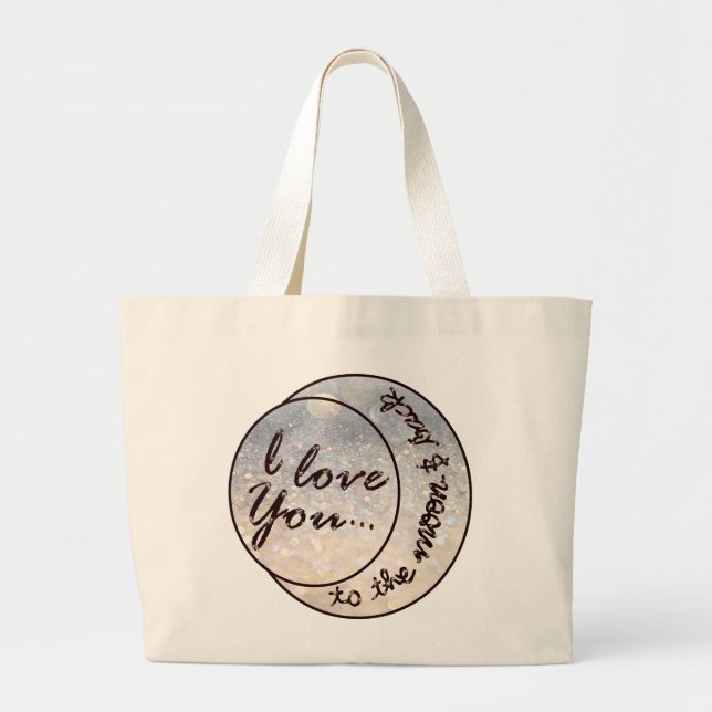 I Liebe Sie zum Mond u. zur Rückseite Jumbo Stoffbeutel (Vorne)