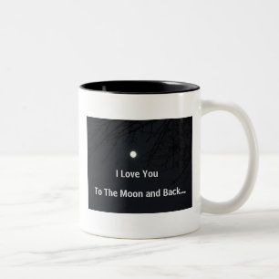 I Liebe Sie zum Mond und hinteren zur Zweifarbige Tasse