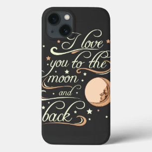 I Liebe Sie zum Mond-und Rückseiten-Schwarzen Case-Mate iPhone Hülle