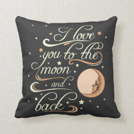 I Liebe Sie zum Mond-und Rückseiten-Schwarzen Kissen