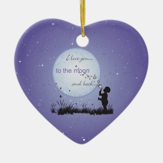 I Liebe Sie zum Mond und zu den Keramik Ornament (Vorne)
