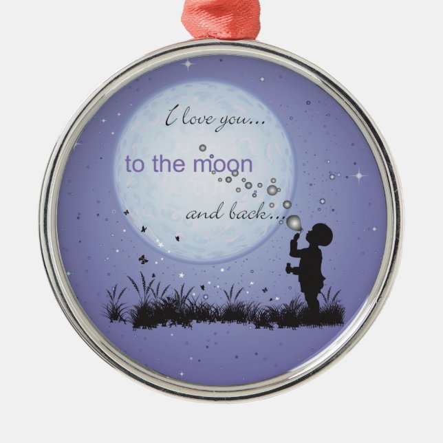 I Liebe Sie zum Mond und zu den Silbernes Ornament (Vorne)