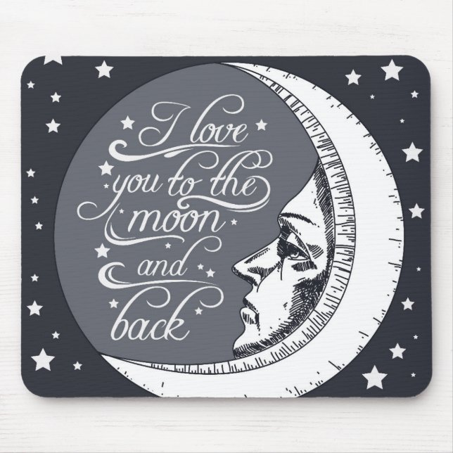 I Liebe Sie zum Mond und zur Rückseite Mousepad (Vorne)