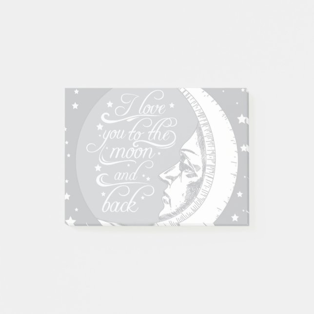 I Liebe Sie zum Mond und zur Rückseite Post-it Klebezettel (Vorderseite)