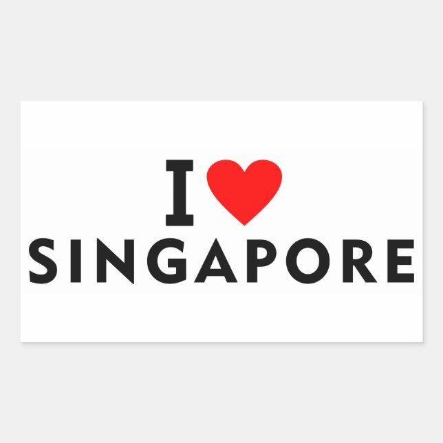 I Liebe Singapur Land wie Herztourismus Rechteckiger Aufkleber (Vorderseite)