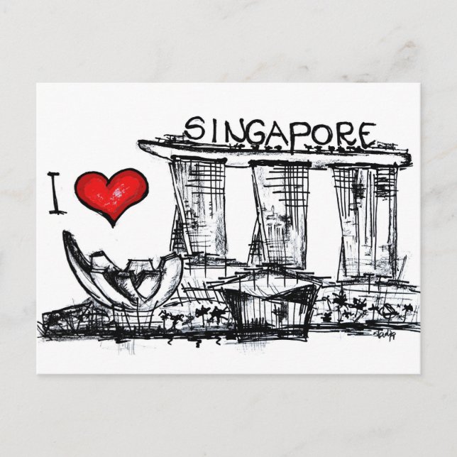 I Liebe Singapur Postkarte (Vorderseite)
