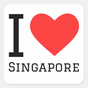 I Liebe Singapur Quadratischer Aufkleber
