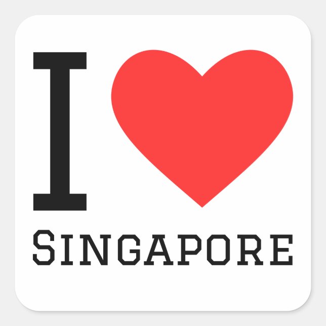 I Liebe Singapur Quadratischer Aufkleber (Vorderseite)