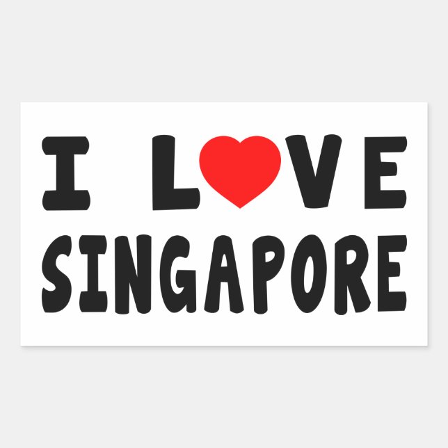 I Liebe Singapur Rechteckiger Aufkleber (Vorderseite)
