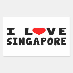 I Liebe Singapur Rechteckiger Aufkleber