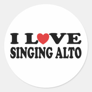 I Liebe Singing Alto Music Gift Runder Aufkleber
