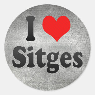 I Liebe Sitges, Spanien. Ich Encanta Sitges, Runder Aufkleber