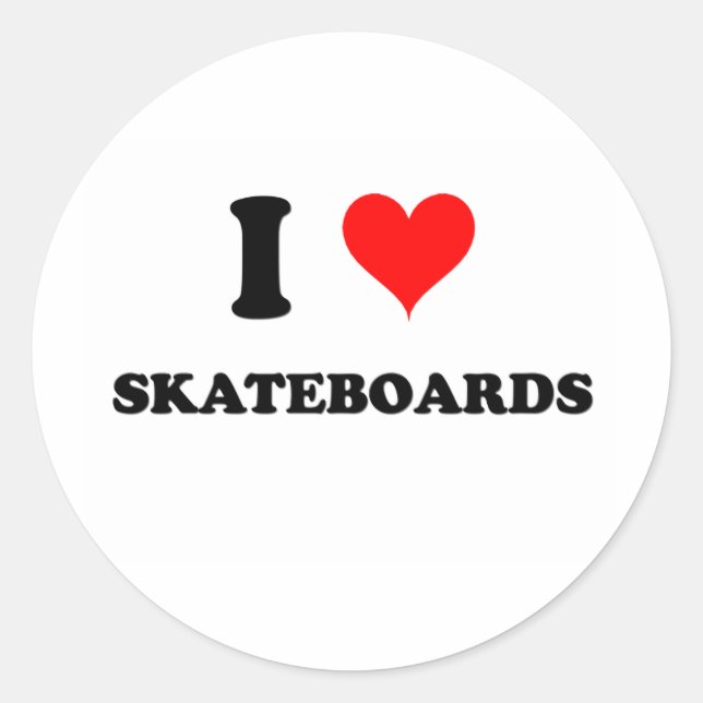 I Liebe Skateboards Runder Aufkleber (Vorderseite)