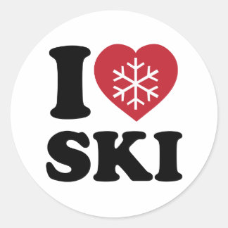 I Liebe Ski Runder Aufkleber