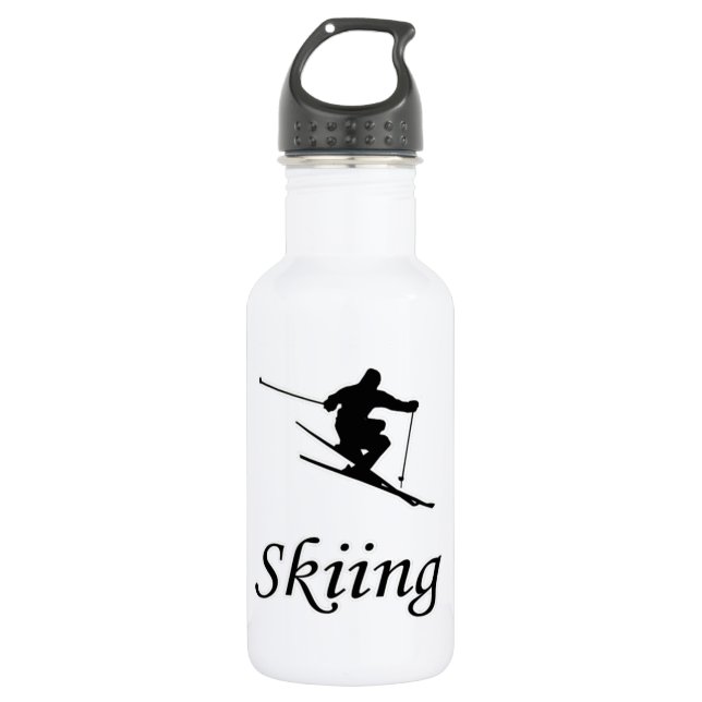 I Liebe Skifahren Edelstahlflasche (Vorderseite)