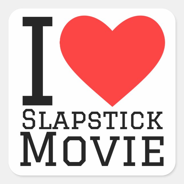I Liebe-Slapstick-Film Quadratischer Aufkleber (Vorderseite)
