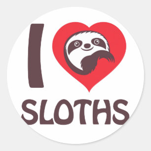 I Liebe Sloths Runder Aufkleber