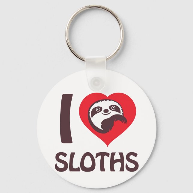 I Liebe Sloths Schlüsselanhänger (Vorderseite)